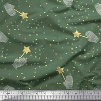 Soimoi zöld moha Georgette Szövet zenei szimbólum & csillag nyomtatott kézműves szövet az udvaron széles