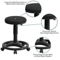 Flash bútorok fekete ergonomikus széklet lábgyűrűvel