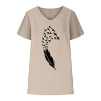 Ganfancp Női V-nyakú Rövid ujjú felsők nyomtatott póló divat kényelmes Blúzok, s-3XL méretek