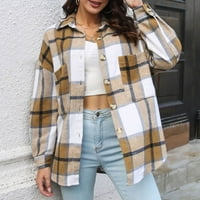 Njshnmn Női dzsekik divatos női kabátok hosszú ujjú Túlméretezett gombos ingek kabát, XL