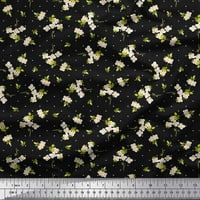 Soimoi fekete pamut Jersey szövet Dot, levelek & fehér virág virágos nyomtatási Szövet az udvaron széles