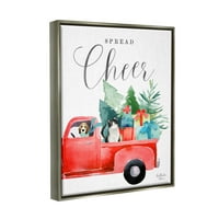 Stupell Industries Spread Cheer Truckload Christmas Ajándékok Bemutatják a háziállatok grafikus művészete fényszürke