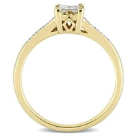 Miabella női Ct. Hercegnő és kerek vágott gyémánt quad eljegyzési gyűrű 10 kt sárga aranyban