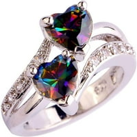 simu rozsdamentes acél gyűrűk Férfiaknak Nők szivárvány eljegyzési Lányok szív kettős gyűrű Női Gyűrű örök Gyűrűk mindennapi