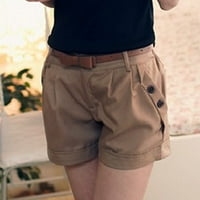 Aayomet Női rövidnadrág Női Divat szilárd Anglia stílus Közép derék alkalmi nyári rövidnadrág nadrág, Khaki XL