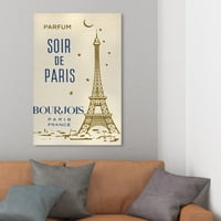 Wynwood Studio Cities and Skylines Wall Art vászon nyomatok „Parfum Soir de Paris Európai Városok - Arany, Kék
