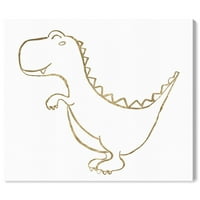 Runway Avenue állatok fali művészet vászon nyomatok 'vonal T -rex' dinoszauruszok - arany, fehér