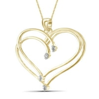 JewelersClub fehér gyémánt akcentus 14K arany az ezüst szív medál felett, 18