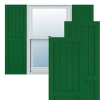 Ekena Millwork 18 W 64 H True Fit PVC parasztház sík panel kombinált rögzített redőnyök, viridian zöld