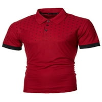 Férfi pólók pöttyös nyári felsők gomb póló Férfi atlétikai blúz tenisz póló Bor Piros XL