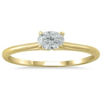 Carat T.W. Ragyogó finom ékszerek gyémánt pasziánsz gyűrű 10 kt sárga aranyban, 5. méret