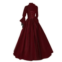 Női ruha, Női Vintage Retro gótikus Hosszú ujjú kapucnis ruha hosszú ruha ruhák Bor L