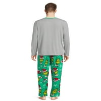 Dr. Seuss a Grinch férfi felső és nadrágos pizsama szett, 2 darab, S-3X méretű