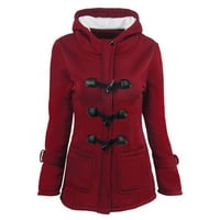 Női őszi kabát Egyszínű Párnázott kapucnis gombok Horn Hosszú ujjú színes kabát kabát piros Méret 2XL