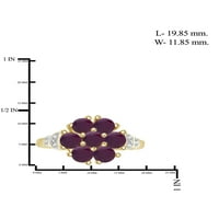 2. Carat T.G.W. Ruby drágakő és fehér gyémánt akcentus arany ezüst gyűrű felett
