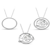 Fehér cz sterling ezüst ródiummal bevont 3-in-szerelmi kör cserélhető medál nyaklánc