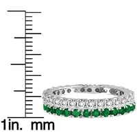 14K fehérarany smaragd gyémánt 2 darabos szett örökkévalóság zenekar gyűrű