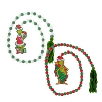 A Grinch, aki ellopta a karácsonyi fa gyöngy koszorúkat, mindegyik hosszú, zöld és fehér, piros és zöld