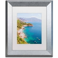 Védjegy Képzőművészet 'Amalfi Coast' vászon Art készítette: Ariane Mosayedi, fehér matt, ezüst keret