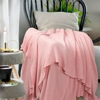 Egyedi olcsók tiszta pamut puha kábel kötött dobó takaró, rózsaszín, túlméretezett dobás