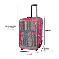 Poggyászkészlet szuftált utazási forgó bőrönd bohém csíkos foltok