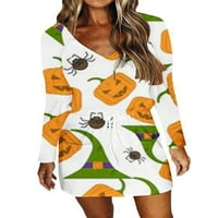 Paille Női Hosszú ujjú v nyakú laza ruha Szexi ünnep Halloween ruhák szellem nyomtatás Party ruhák A-Line Mini ruha
