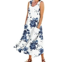 Női nyári-alkalmi-ruha Maxi-ruha ujjatlan-virágos-nyomtatott-ruha hosszú-Plusz méretű Sundress-Flowy-Laza-Swing-ruhák