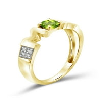 JewelersClub Peridot Ring Birthstone ékszerek - 0. Karát peridot 14K aranyozott ezüst gyűrűs ékszerek fehér gyémánt
