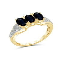 JewelersClub Sapphire Ring Birthstone ékszerek - 2. Karát -zafír 14K aranyozott ezüst gyűrűs ékszerek fehér gyémánt