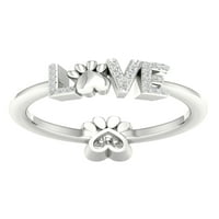 Imperial 1 10ct TDW Diamond S Sterling Silver Dog Paw Love Band - White