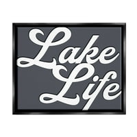 Stupell Lake Life tengeri kifejezés tájfestés fekete úszó keretes művészeti nyomtatási fal művészet