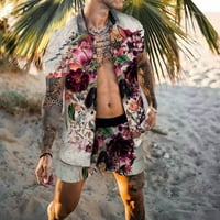 Dtydtpe ingek férfiaknak, Turndown gallér Alkalmi Hawaii nyári ing rövidnadrág öltöny férfi felsők