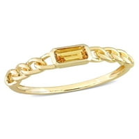 Carat T.G.W. Nyolcszög vágott citrin 10KT sárga arany ovális link pasziánsz gyűrű