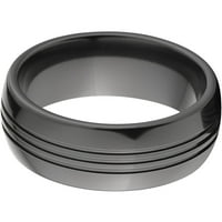 Félkerekű fekete cirkónium gyűrű három barázdával