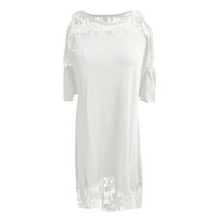 Női ruhák közepes hosszúságú rövid ujjú Alkalmi A-Line szilárd Nyári Kerek nyakkivágással ruha fehér 2XL
