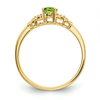 Primal Gold Karat sárga arany peridot és gyémánt születési gyűrű