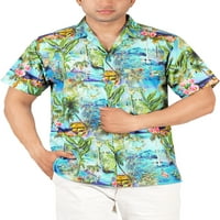 LEELA férfi nyaralás Beach trópusi gomb le Hawaii ingek XL Caroline, trópusi