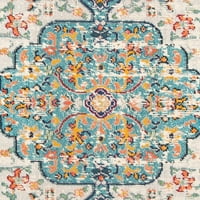 Madison Joandra Vintage virágterület szőnyeg, szürke világoskék, 5 '5' kör