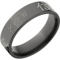 Lapos fekete cirkónium gyűrű a japán kanjival a szerelmi lézerhez