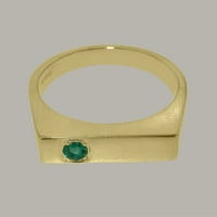 Brit készült 18K sárga arany természetes smaragd férfi zenekar gyűrű - méret opciók-méret 7.75