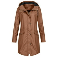 női kabát női Egyszínű esőkabát kültéri kapucnis vízálló szélálló hosszú kabát női gyapjú Dzsekik kabátok Fehér + S