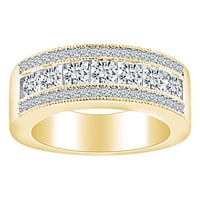 Karátos kerek fehér természetes gyémánt évforduló esküvői zenekar gyűrű 14k szilárd sárga arany gyűrű méret-8