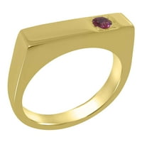 Brit készült 9k sárga GoldMens gyűrű természetes rózsaszín turmalin zenekar gyűrű - méret opciók-Méret 7.5