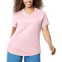 Női nyári felsők Női Divat alkalmi blúz plusz méretű szilárd póló V-nyakú Rövid ujjú felső Női felső Rózsaszín 4XL