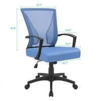 Vineego közepes hátú háló irodai szék ergonómikus magasság Állítható számítógépes szék ágyéktámasz és kartámasz, kék