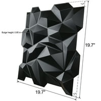 Art3d fekete PVC 3D falpanel gyémánt falpanel szaggatott illesztés 19.7 19.7