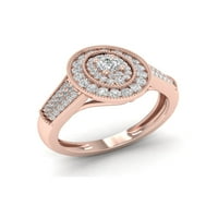 1 2Ct TDW Diamond 10K rózsa arany ovális alakú halo gyűrű