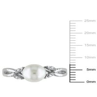 Miabella női tenyésztett édesvízi gyöngy és gyémánt akcentus 10 kt fehér arany osztott gyöngy gyűrű