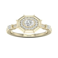 3 4ct TDW Diamond 14K sárga arany nyolcszögletű Halo eljegyzési gyűrű