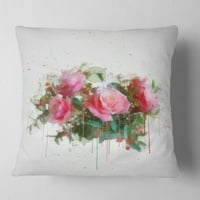 Designart csomó rózsaszín rózsák akvarell - Virágdobó párna - 18x18